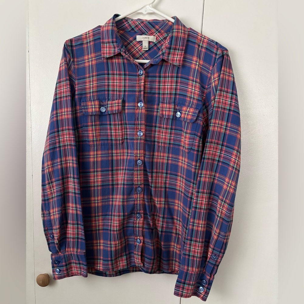 J. Crew Plaid Button Down Shirt - Blue and Red